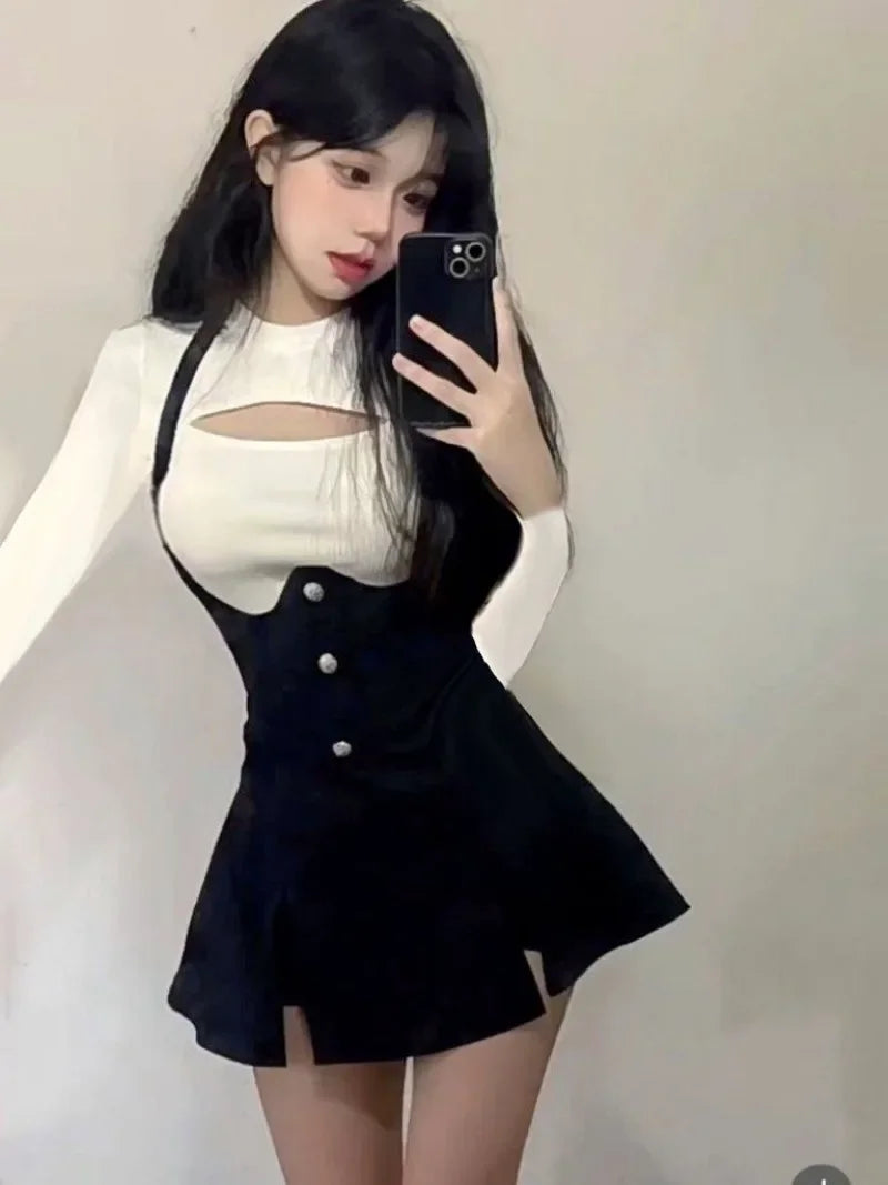 Sexy Dresses for Women Black Bodycon Hollow Corset Coquette Prom Evening Party Tight Woman Long Sleeve Dress Fashion Summer 2025