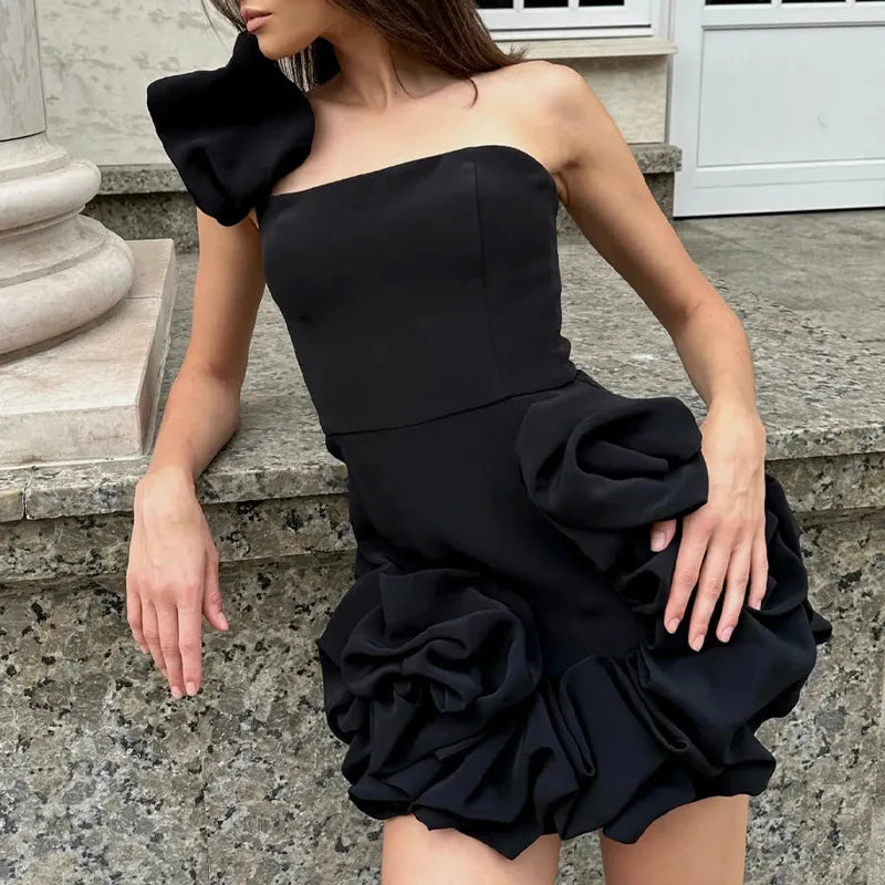Spring Evening Dress Women White Solid Bandage Ruffles