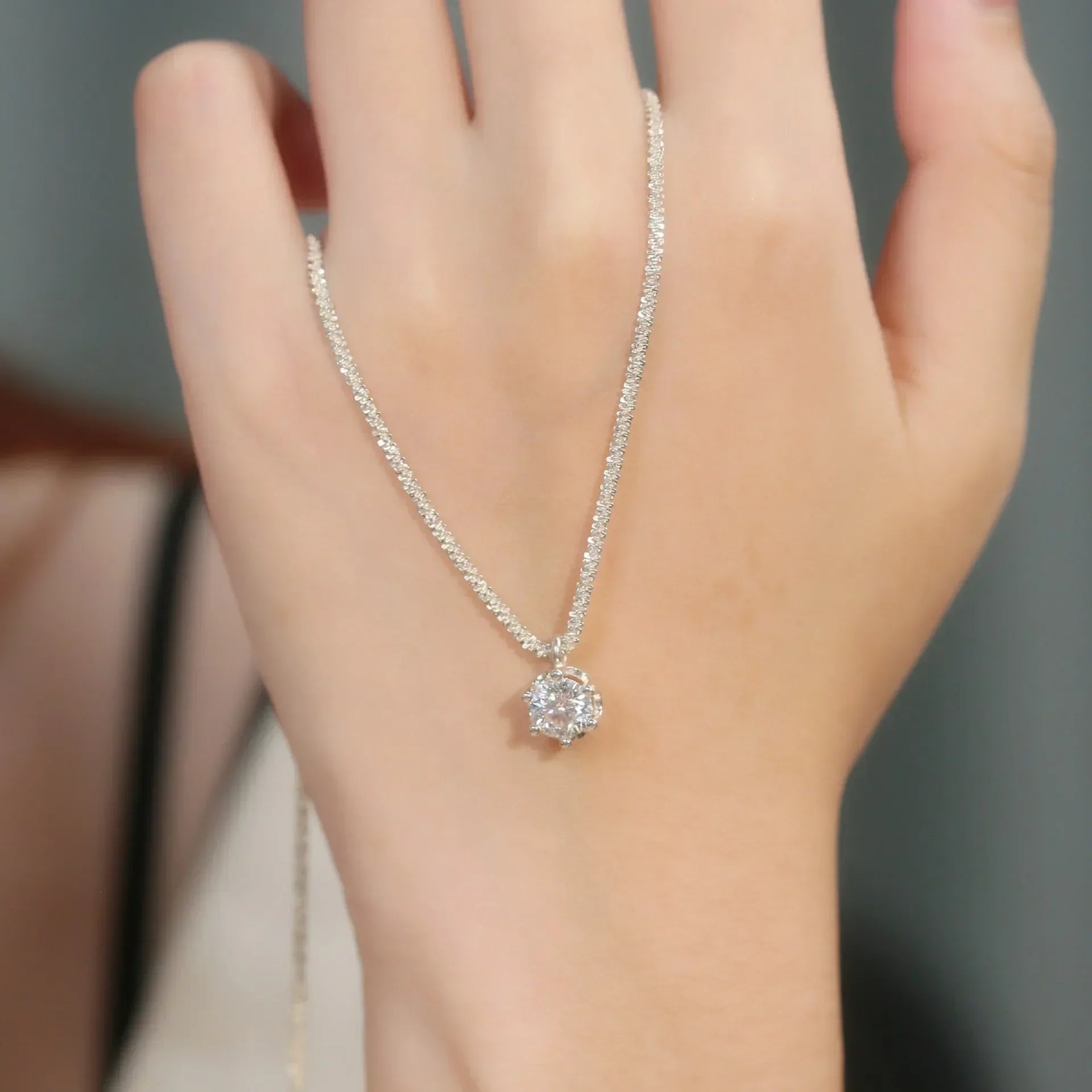 1/2CT Moissanite Diamond Crown Necklace