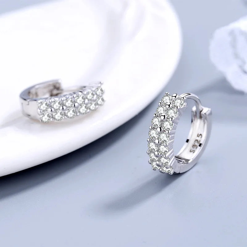 Sterling Silver Double Row Crystal Earrings