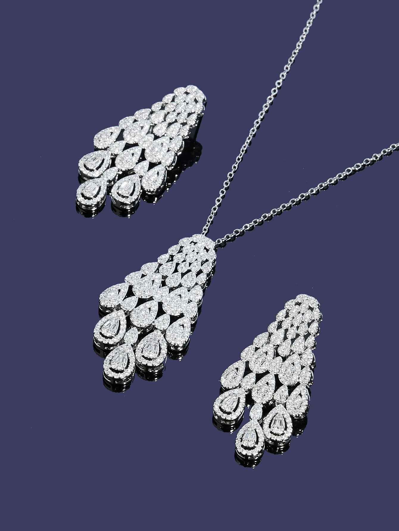 Elegant Water Droplet Cubic Zirconia Set