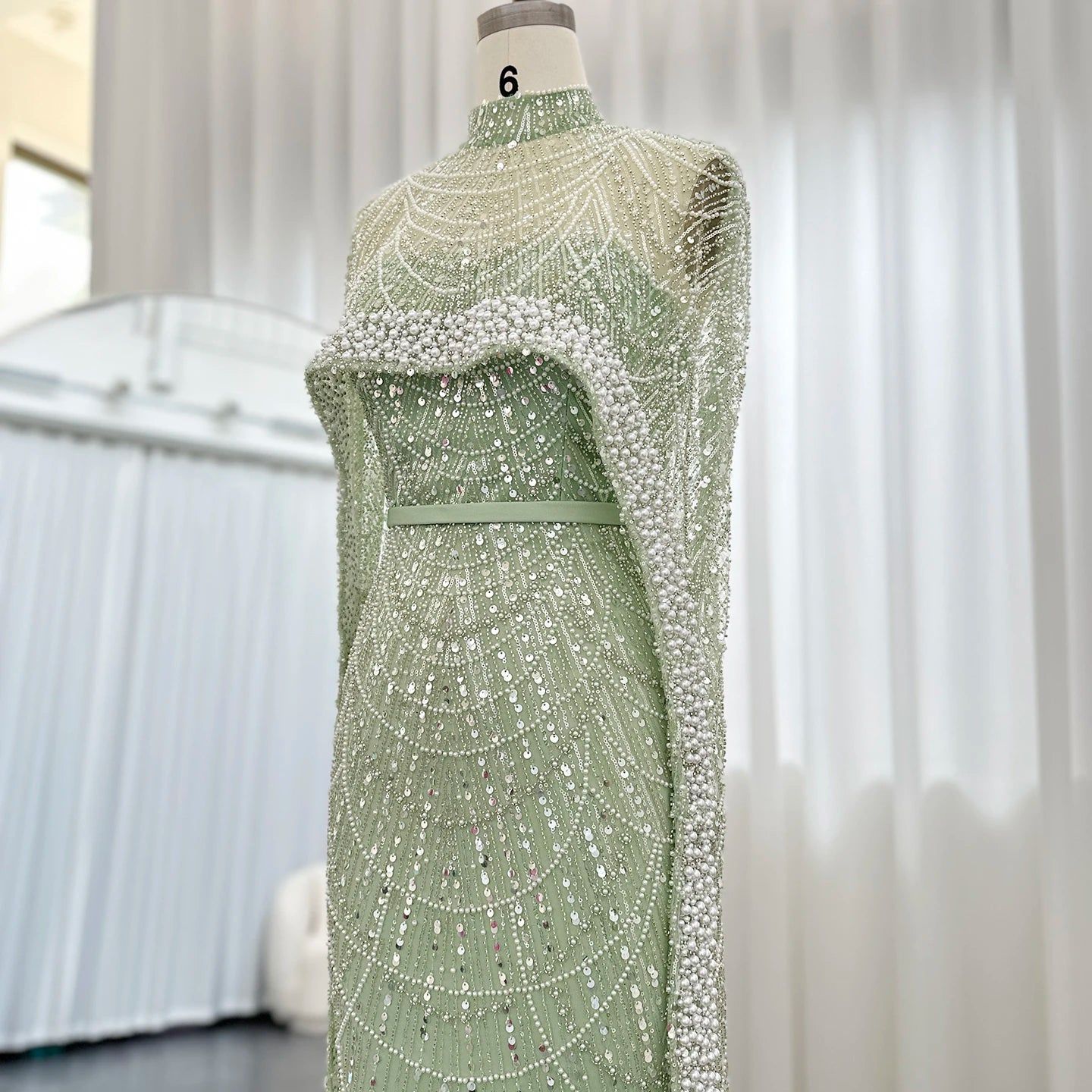 Sharon Said Luxury Pearls Dubai Champagne Evening Dresses