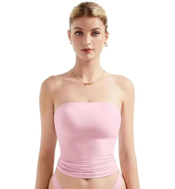 Sexy Short Crop Top Tube Vest Pure Desire High Level Design Cross-Border Women's Fashion Polyester Fiber Hot Sale Item