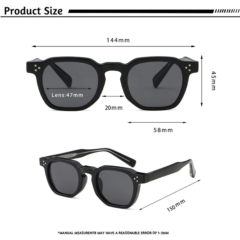 CATERSIDE Retro Punk Square Sunglasses 2 Pieces