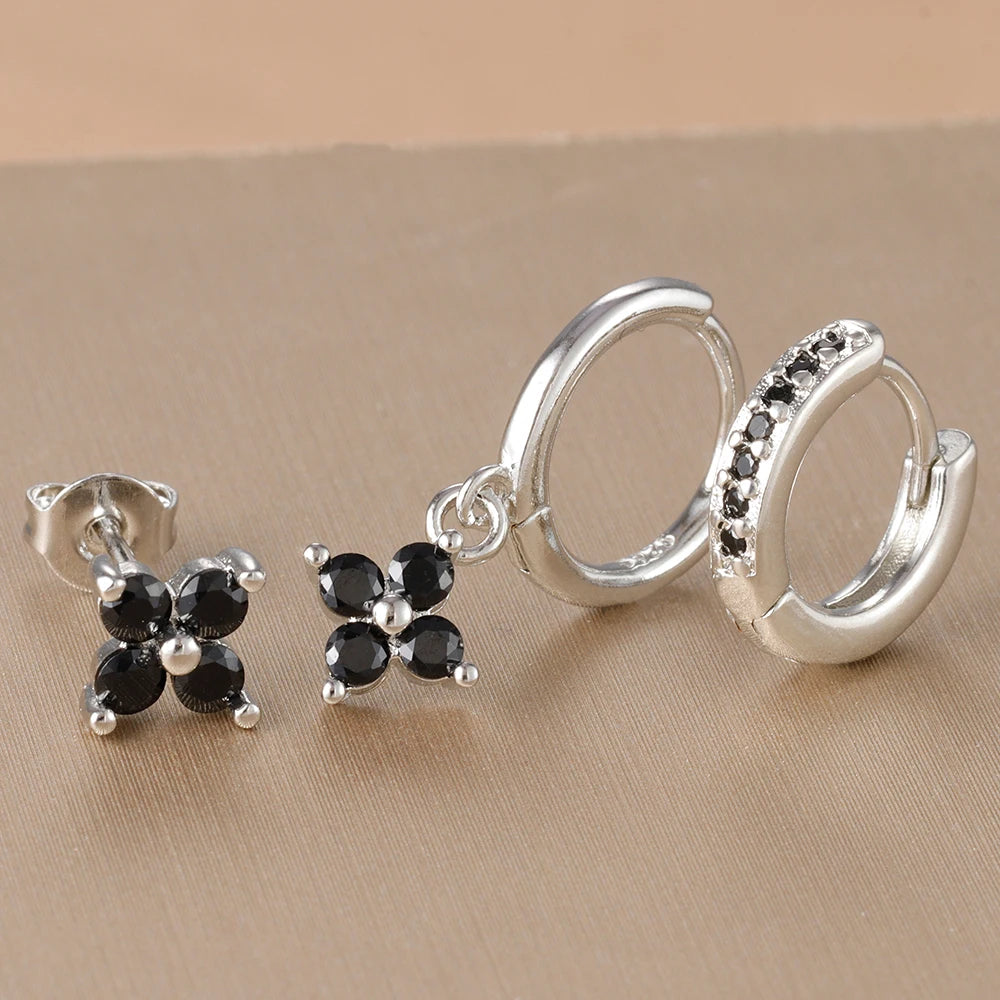 3PCS Korean Stainless Steel Hoop Earrings Set