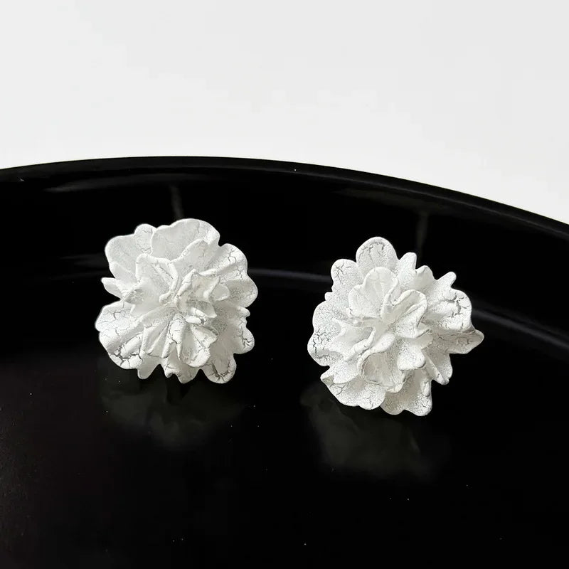 Big White Flower Stud Earrings