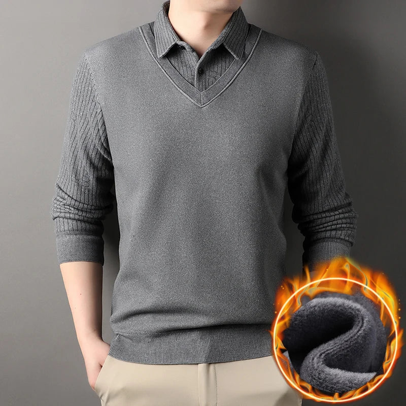 Men's Plaid Fleece Pullover Sweater