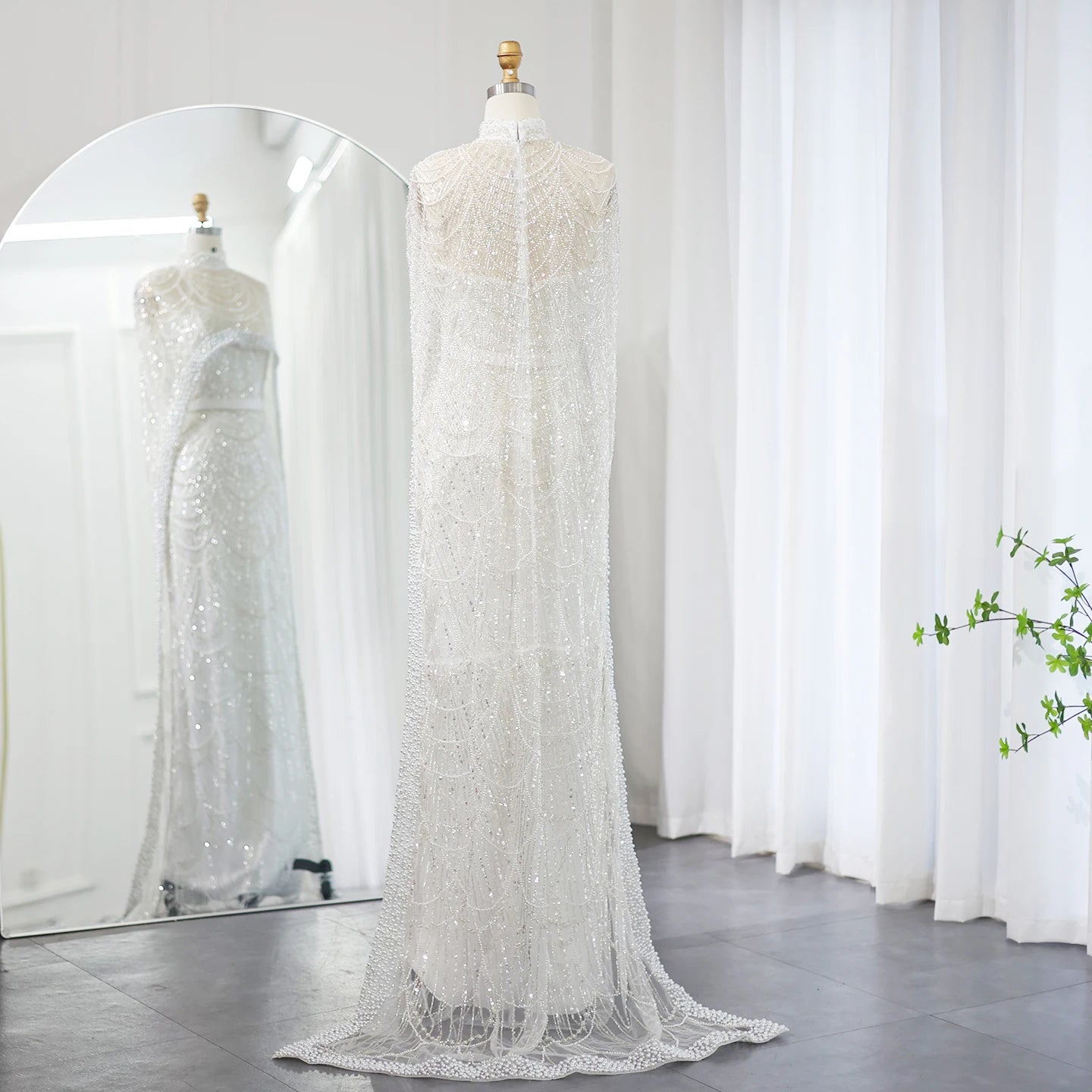 Sharon Said Luxury Pearls Dubai Champagne Evening Dresses