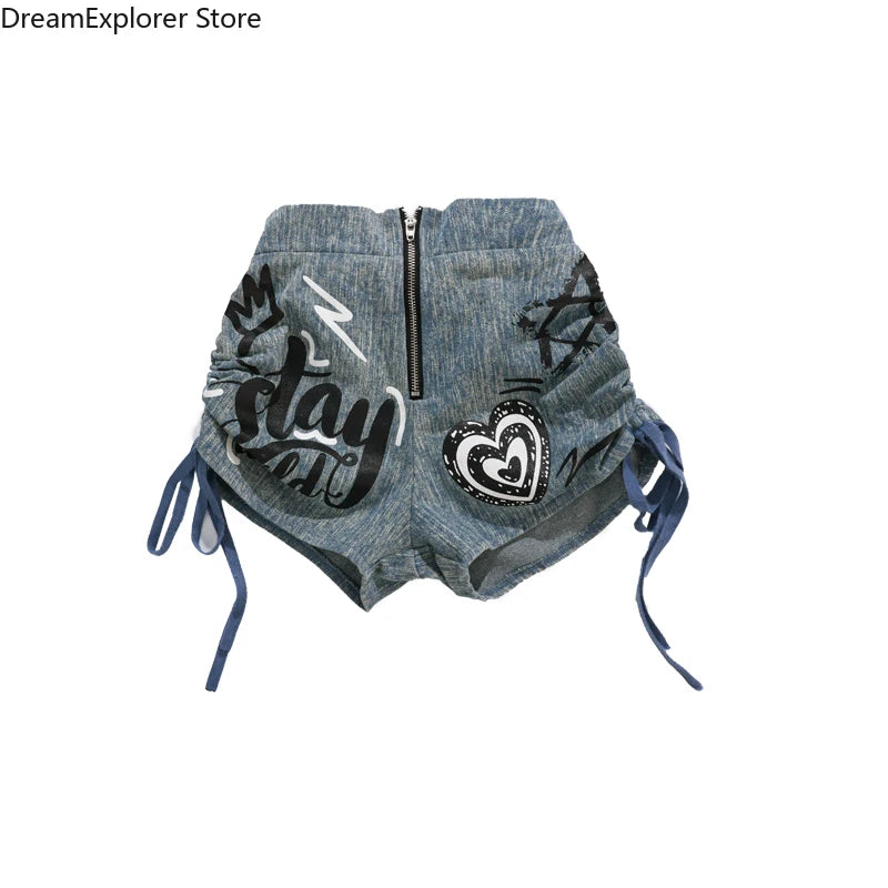 K-pop Girls' Denim Crop Top & Cargo Jeans Set