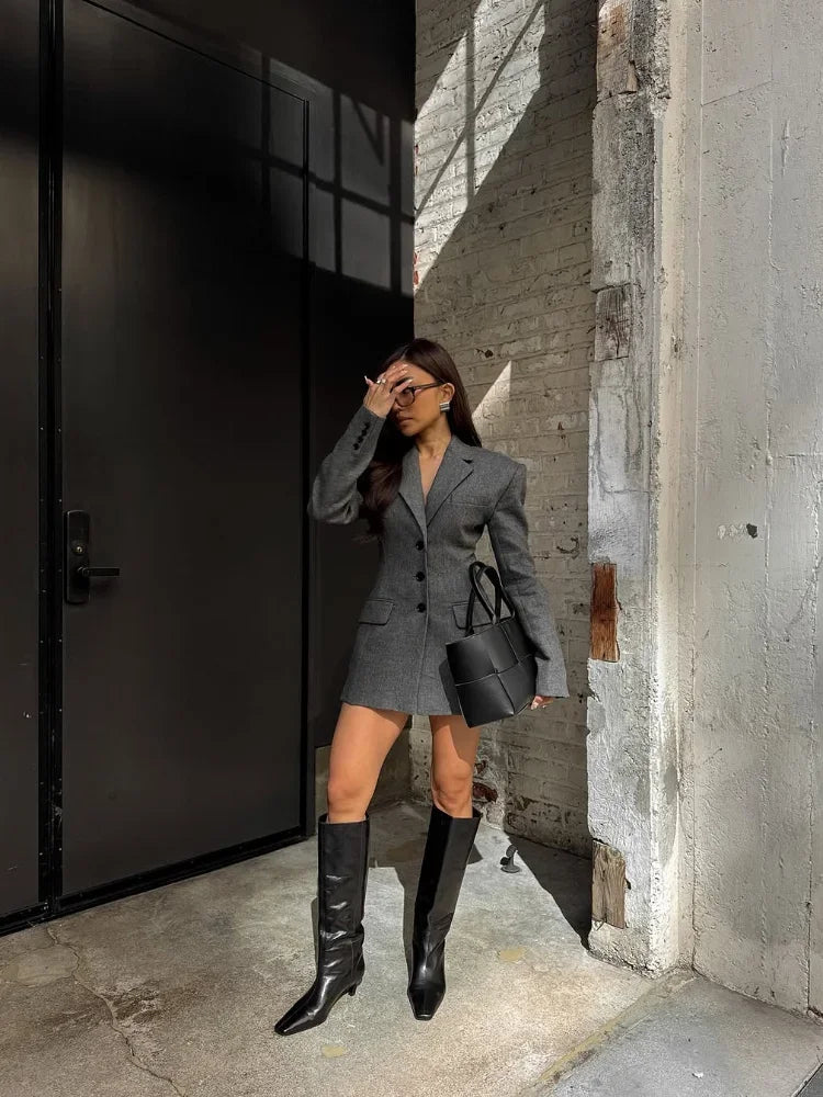 2025 Power V-neck Blazer -tailored Single-breasted Suit Jacket Tumble-free Wool Blend For Boardroom Commute Autumn Winter