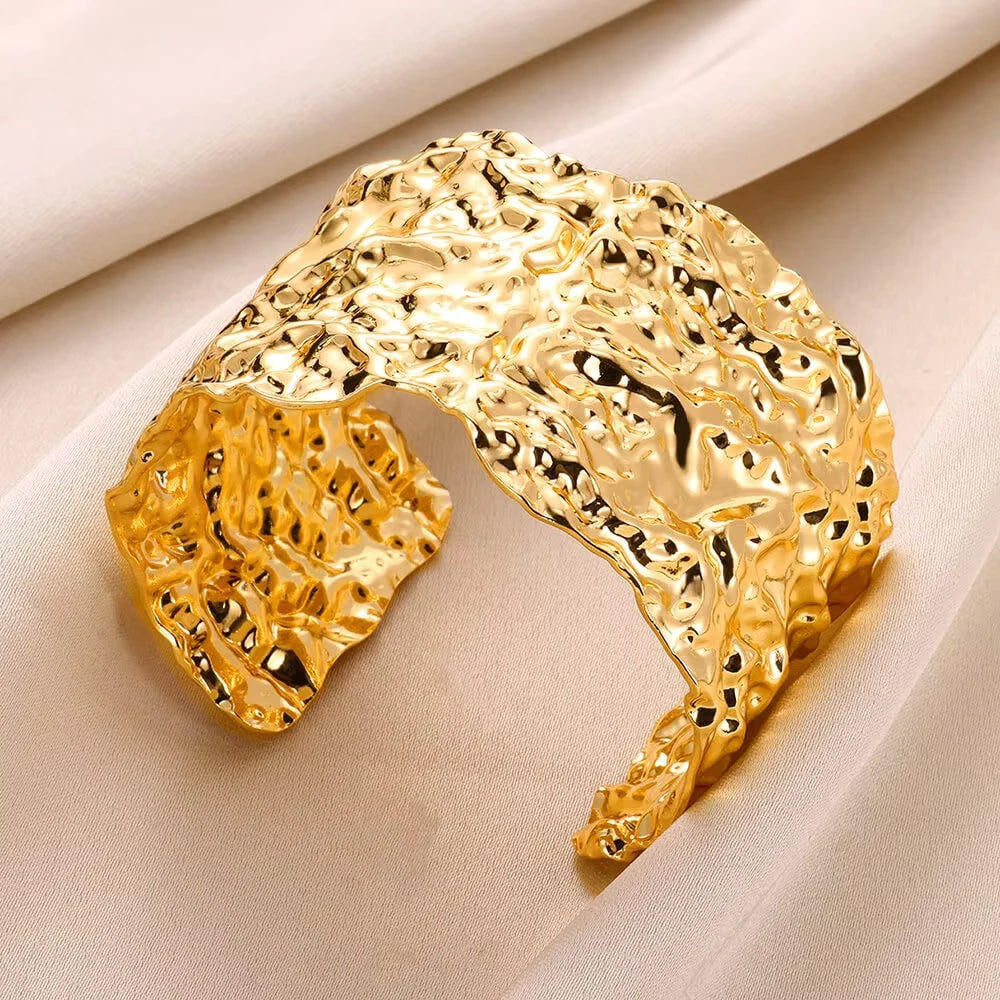 Vintage Irregular Wide Geometric Cuff Bracelet