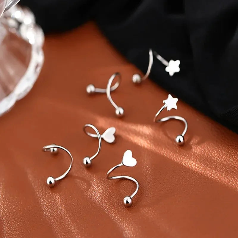 2PCS Stainless Steel Spiral Stud Earrings