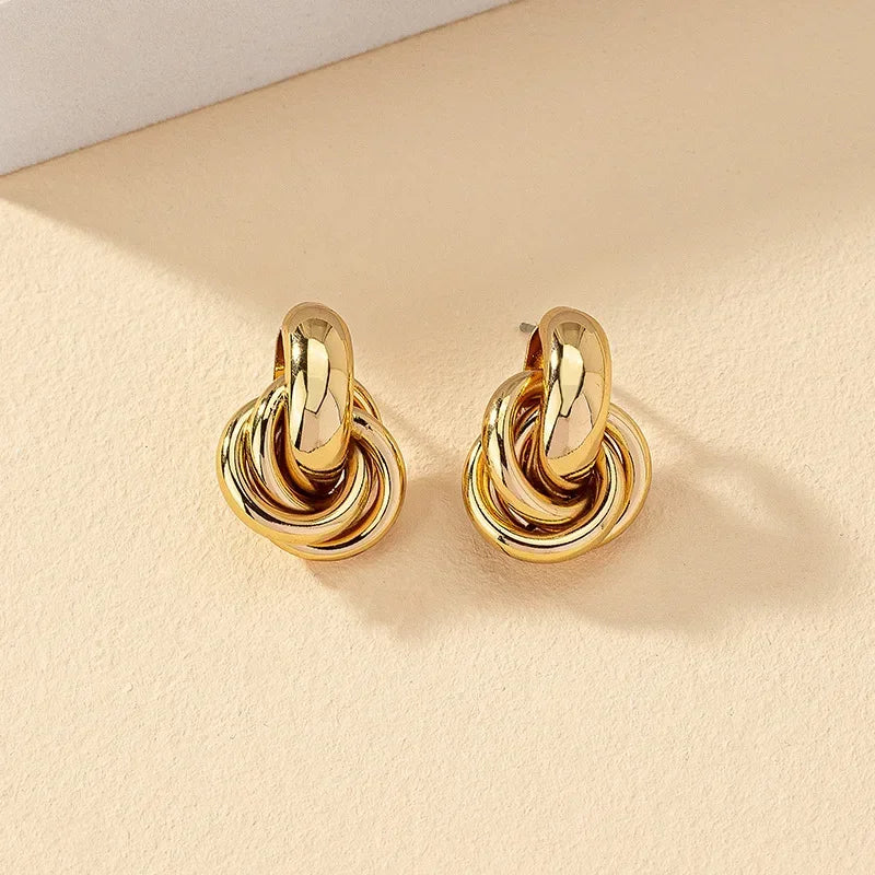 Knot Hoop Twist Stud Earrings