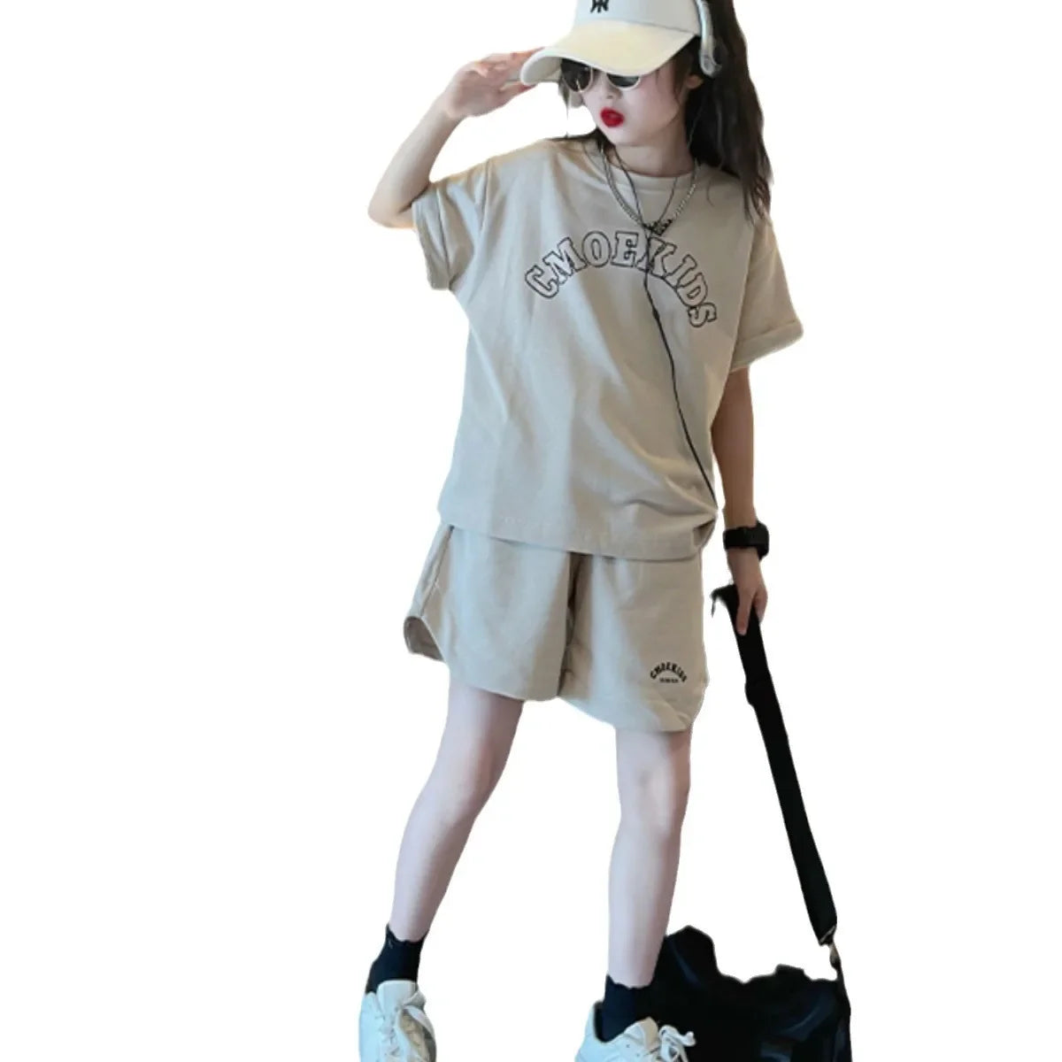 Girls' Summer Loose Short Sleeve Set