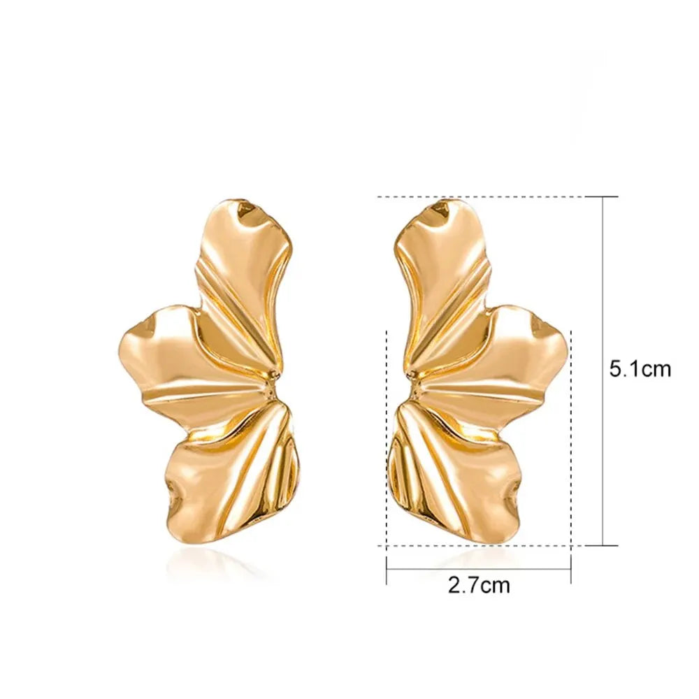 Big Metal Flower Shape Stud Earrings