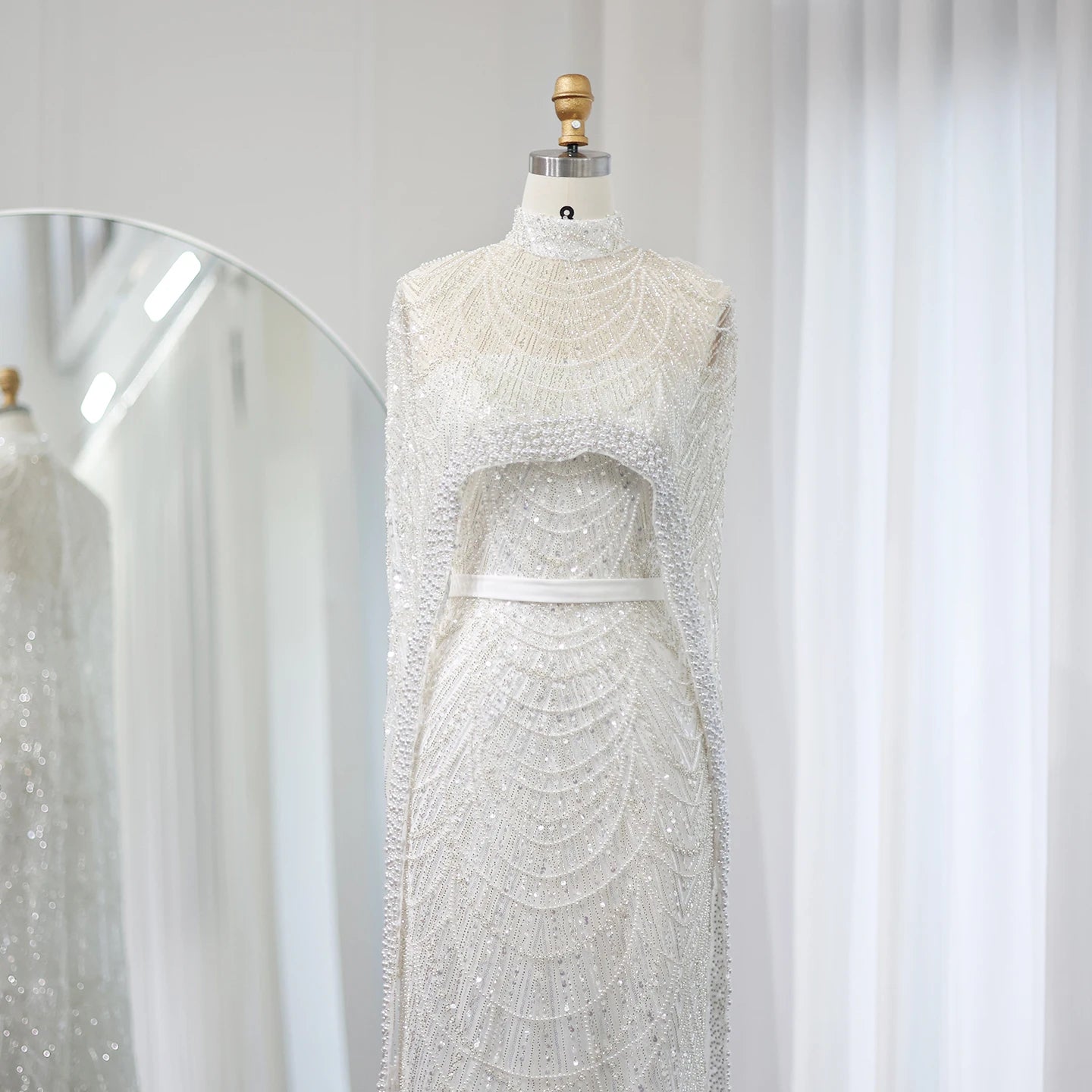 Sharon Said Luxury Pearls Dubai Champagne Evening Dresses