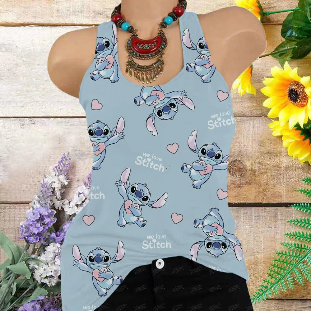 Summer Stitch 3D Print Oversized Tank Top