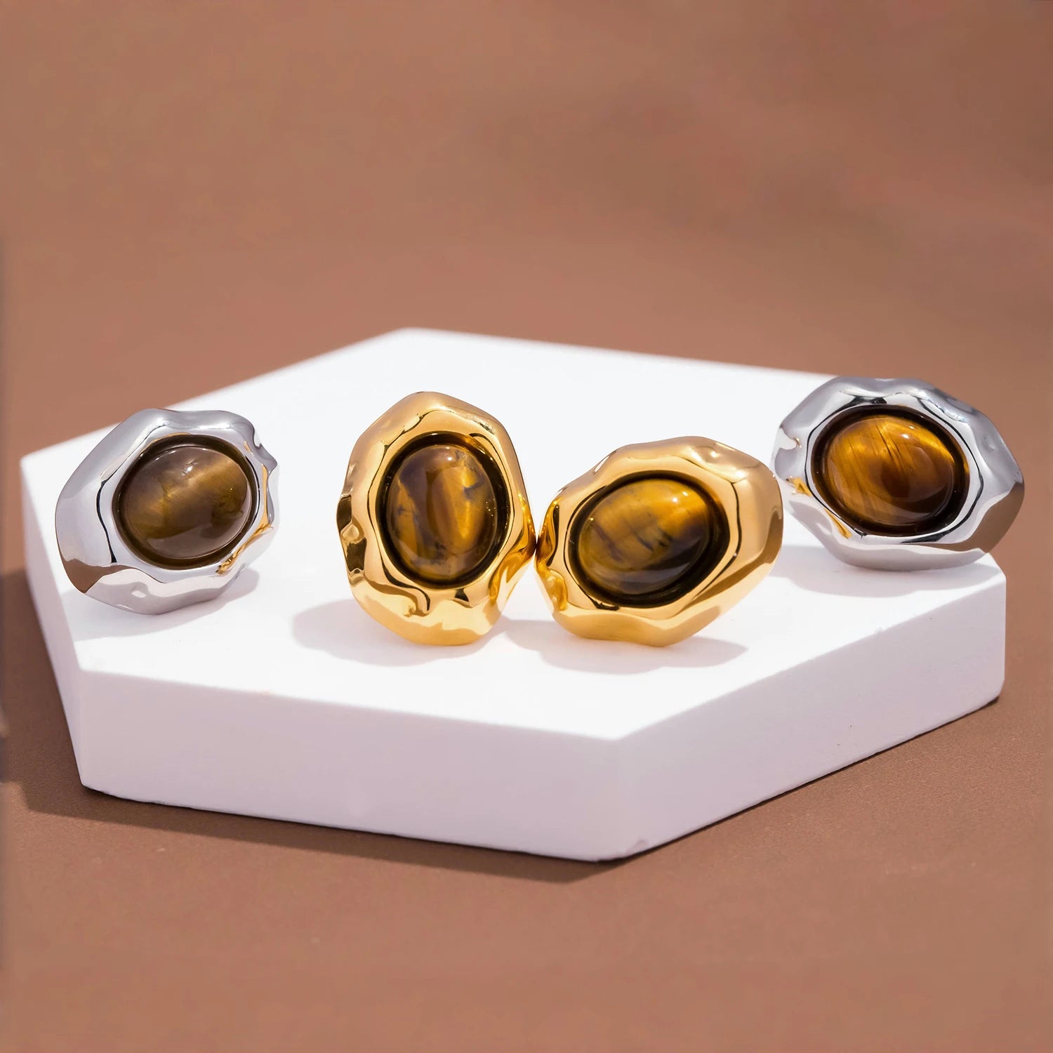 18K Gold Plated Gemstone Earrings