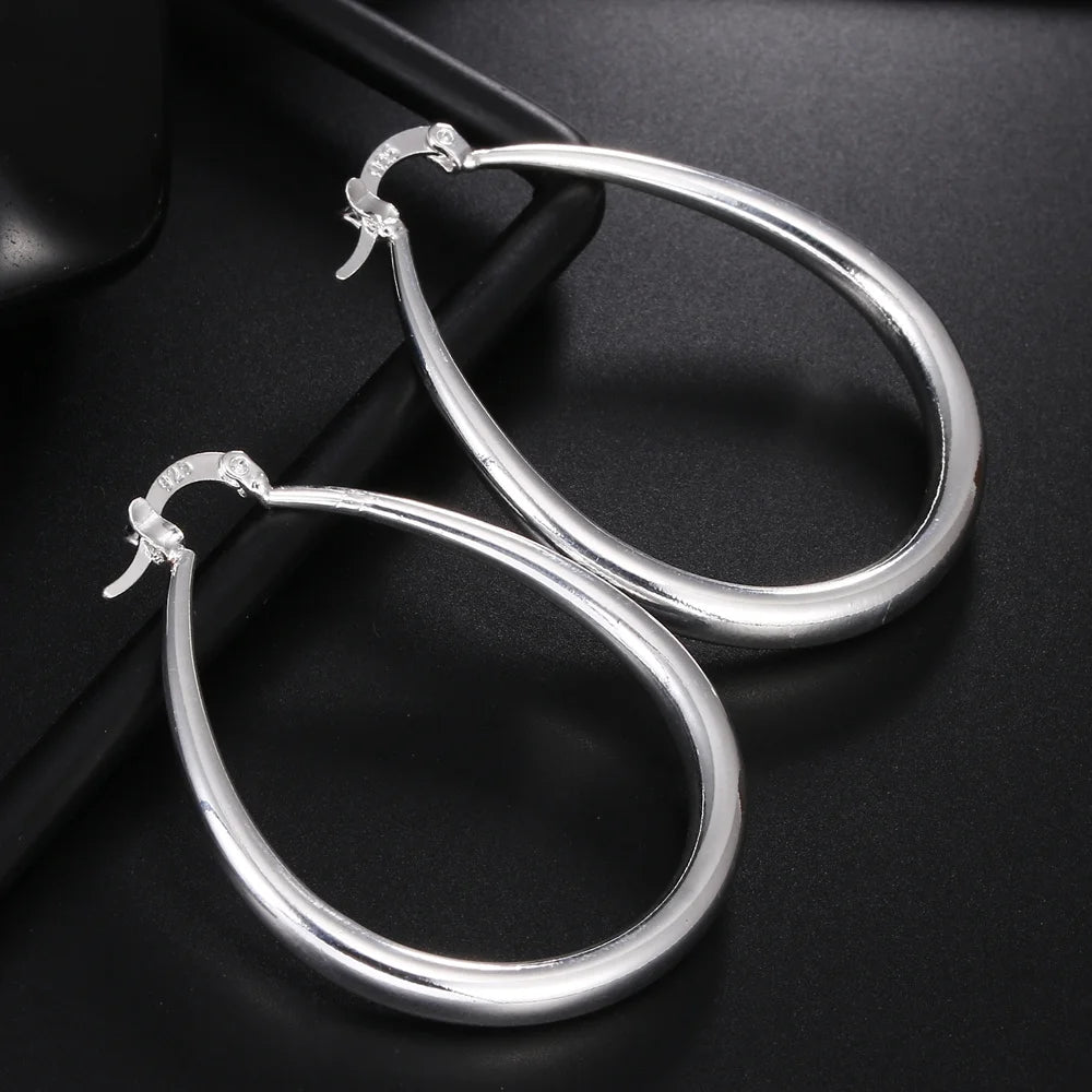 925 Sterling Silver Big Hoop Earrings