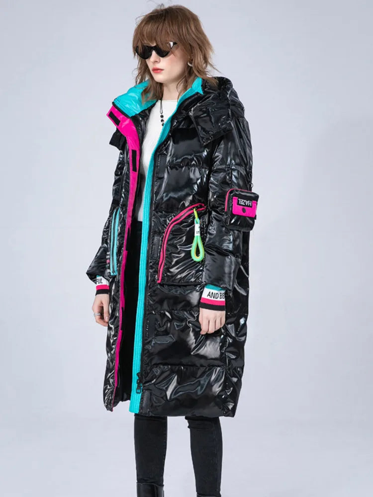 Winter Clothing Glossy Waterproof Coat Women
