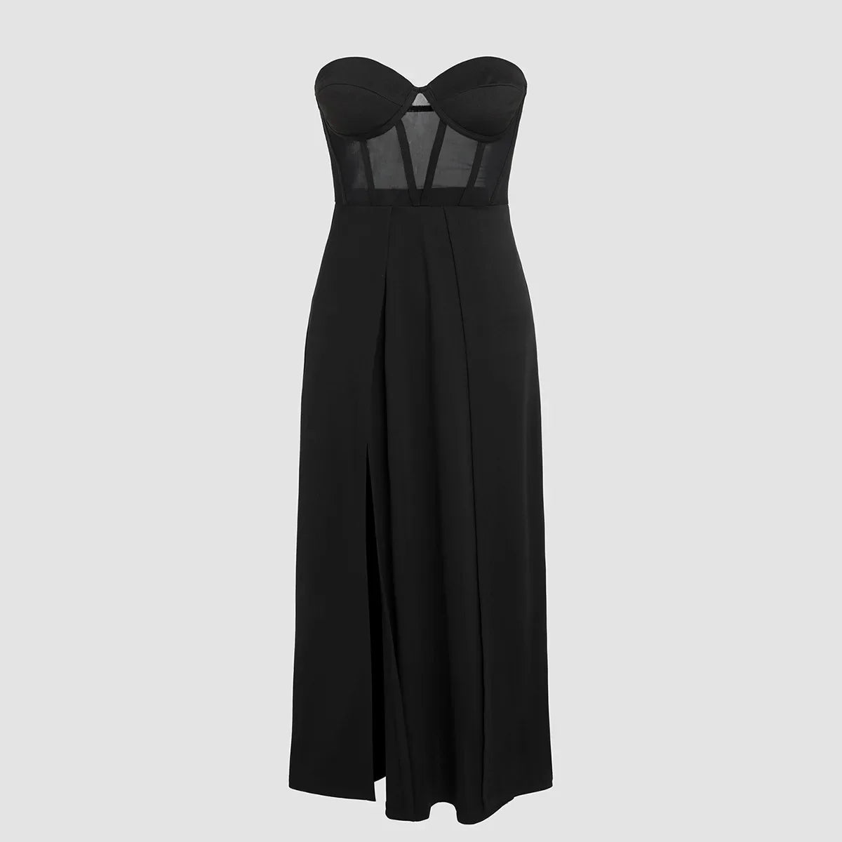 Sexy Women Elegant Long Dress Off Shoulder See Through Elastic Waist Solid Color Dress Gown Party Wedding Clothes