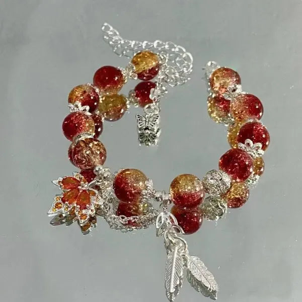 Fairy Butterfly Green Bead Tassel Bracelet