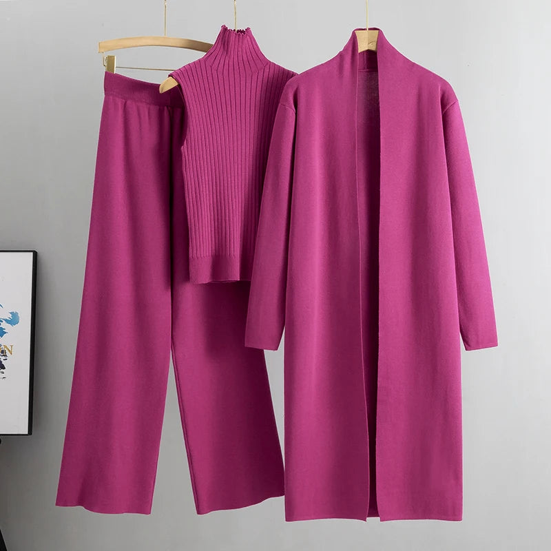 Women’s 3-Piece Knitted Cardigan Tracksuit