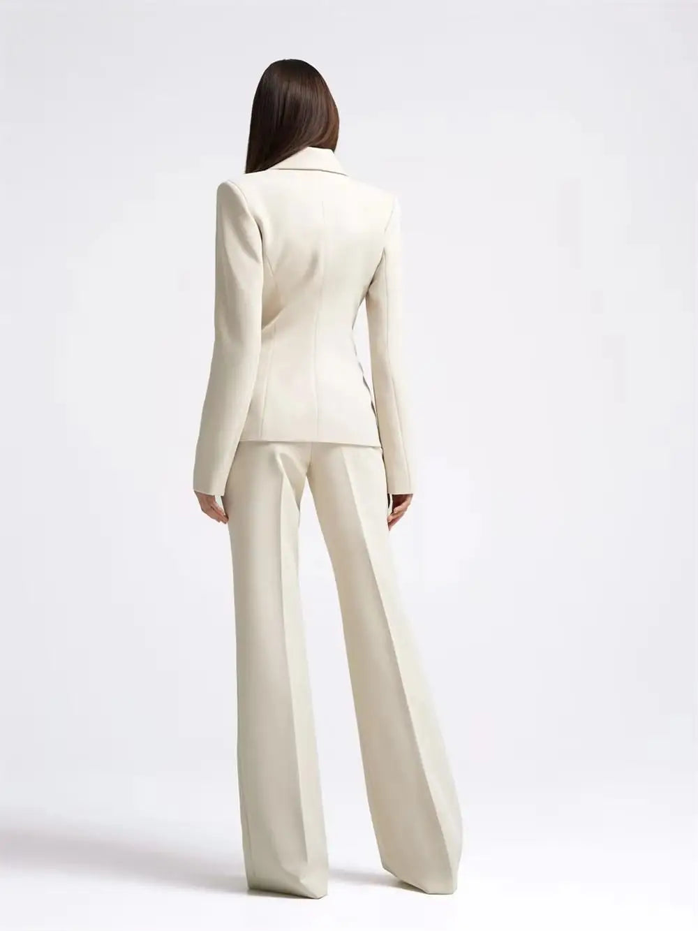 Women's Formal Suit 2025 Fashion White 2 Piece Blazer With Straight-Leg Pants Single Breasted Elegant Slim Fit Casual Customized