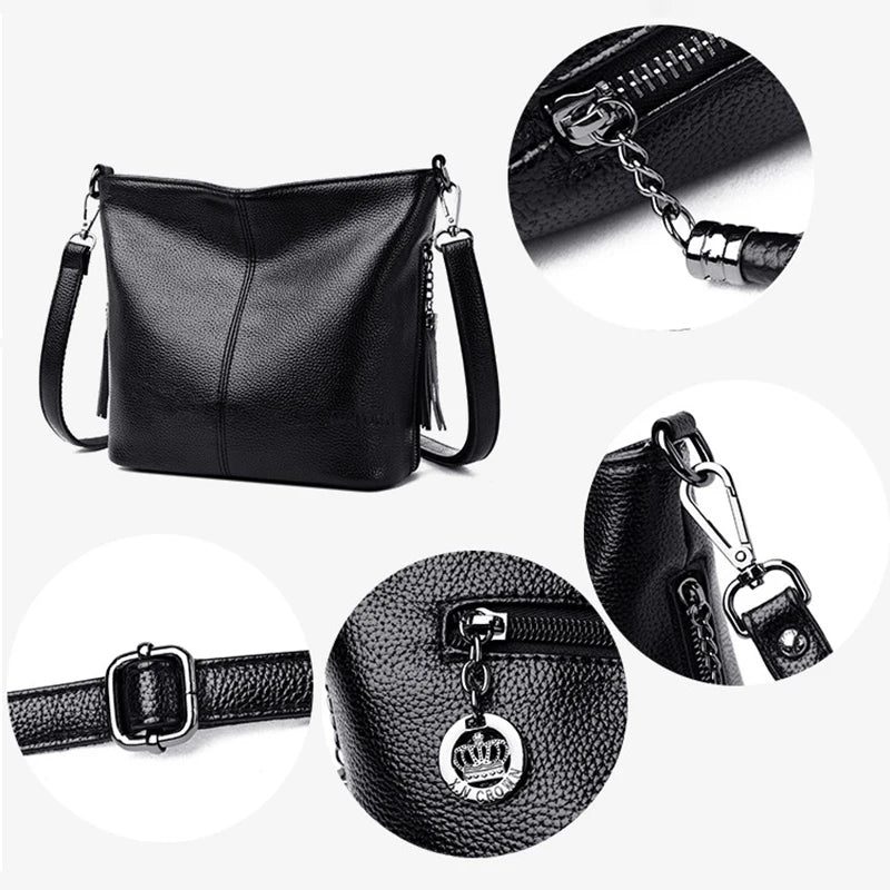 Tassel Leather Crossbody Bag for Women