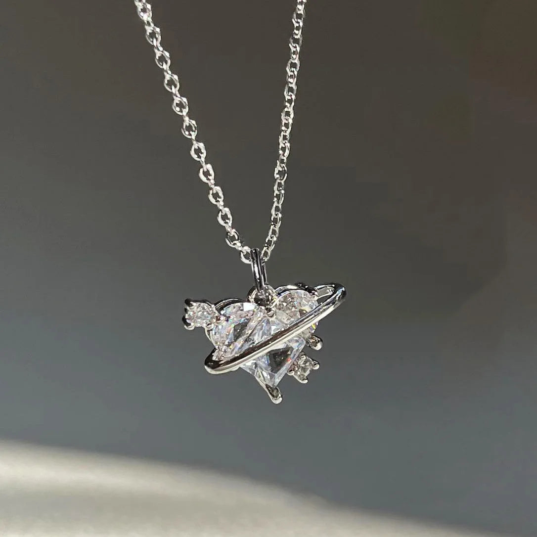 Crystal Zircon Butterfly Pendant Necklace