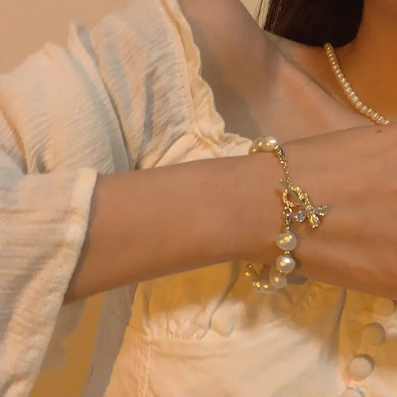 4pcs Vintage Daisy Flower & Pearl Bracelet Set