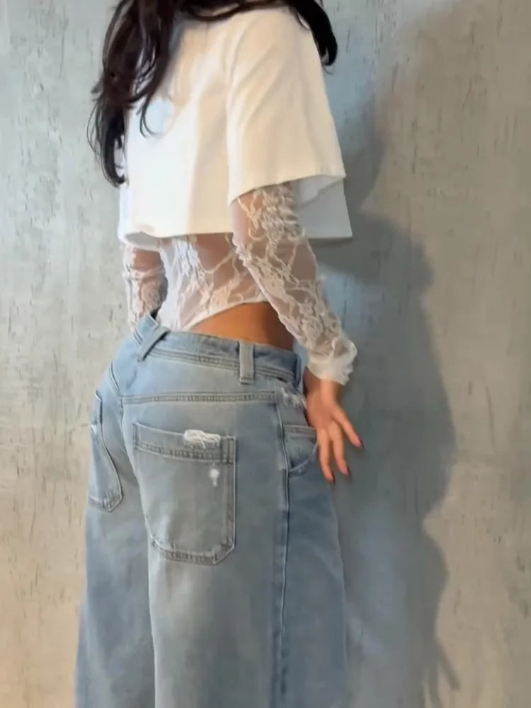 Sexy Lace Bodysuit T-Shirt 2-Piece Set Women's Long Sleeve Shapewear Corsets Y2K Streetwear Outfit 2025 Summer Casual Outwear