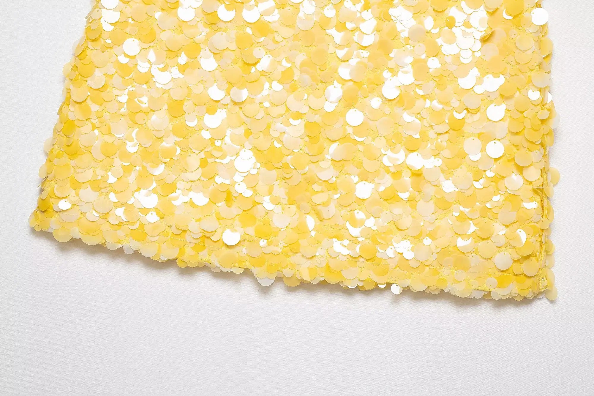 HH Women New Fashion Versatile High Waist Slim Yellow Sequin