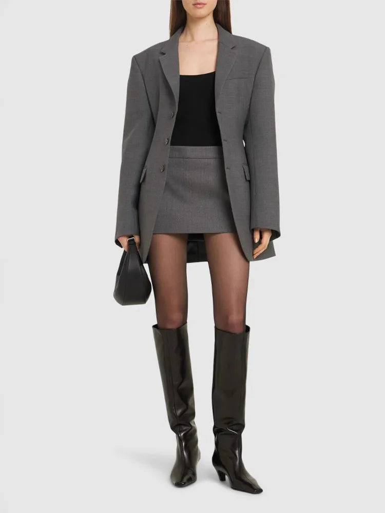 IEQJ Fashion Solid Color Blazer Women's Notched Long Sleeve Single Breasted Suit Jacket 2025 Summer New Tide 3QW1130