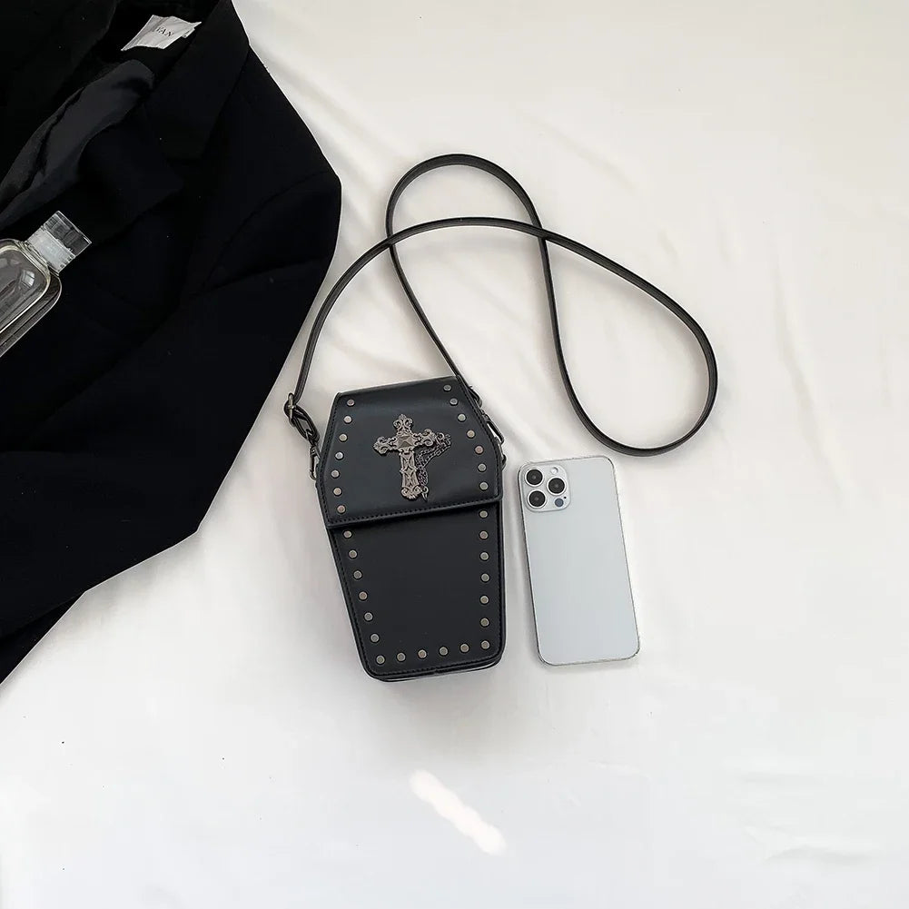 Gothic Coffin Shape Crossbody Bag