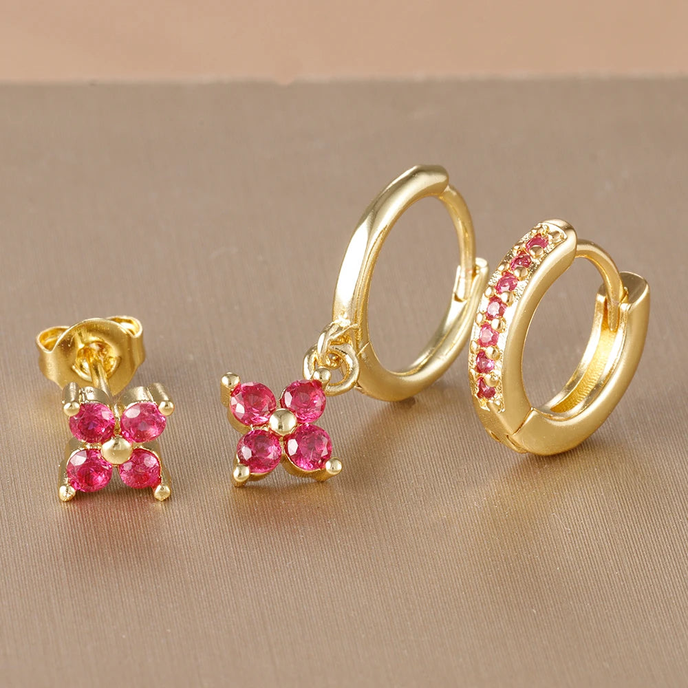 3PCS Korean Stainless Steel Hoop Earrings Set