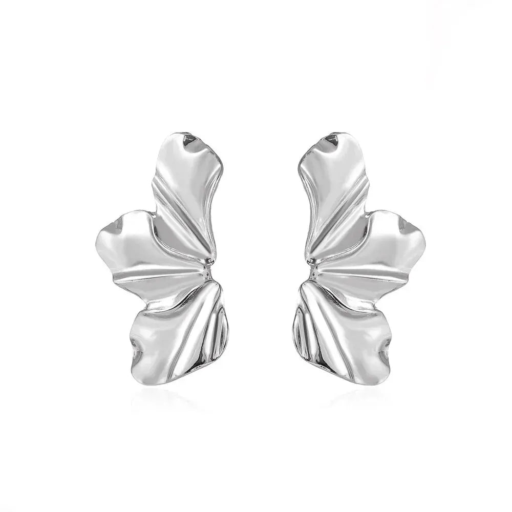 Big Metal Flower Shape Stud Earrings