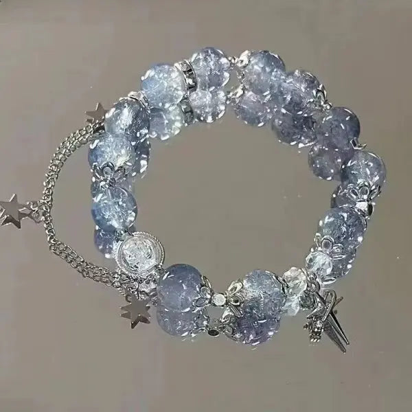 Fairy Butterfly Green Bead Tassel Bracelet
