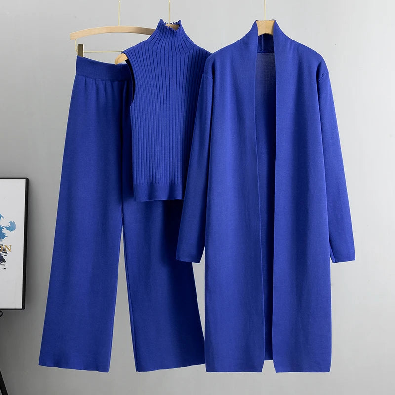Women’s 3-Piece Knitted Cardigan Tracksuit