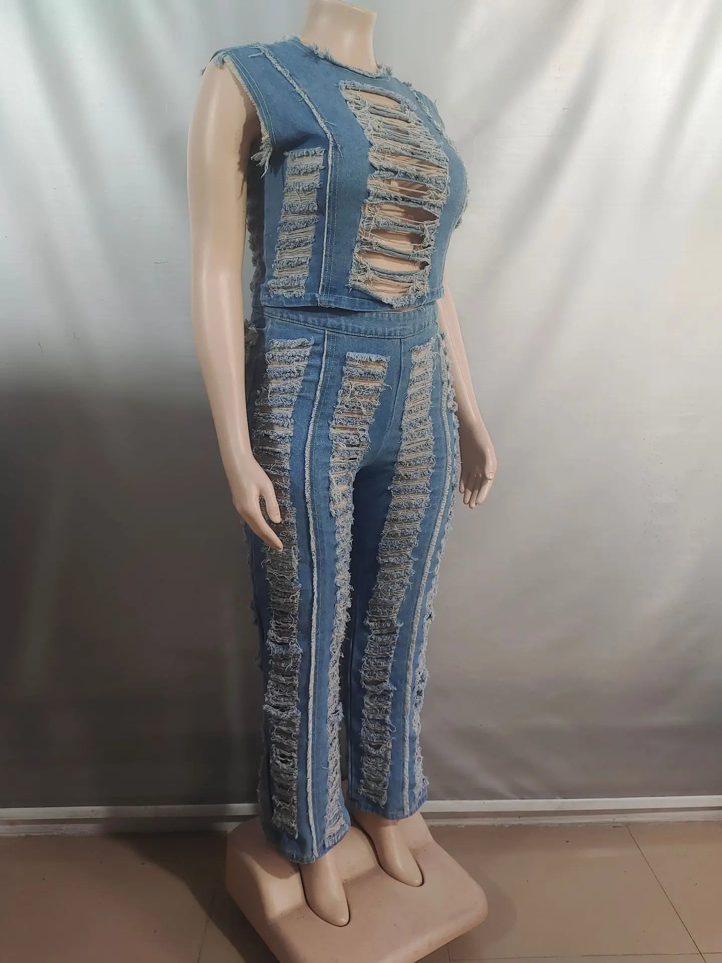 GETSRING 2026 Trousers Female hollow out blue Jeans sexy Pants