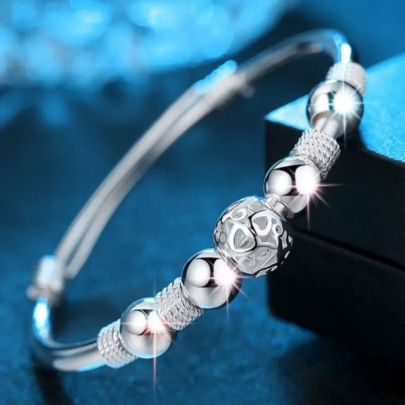 925 Sterling Silver Adjustable Bell Pendant Bracelet