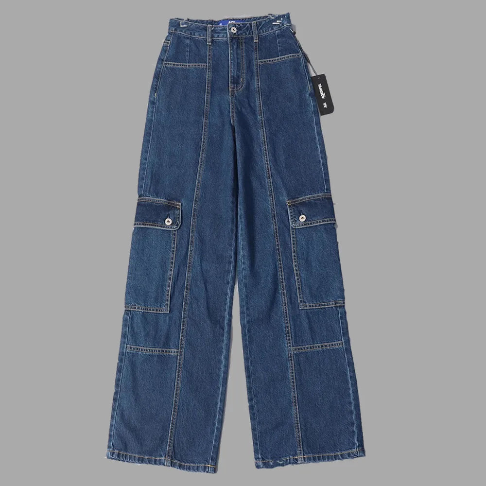 High Waist Workwear Cotton Denim Loose Straight Leg Casual Trousers Autumn Winter New Sle American Sle Women's Jeans