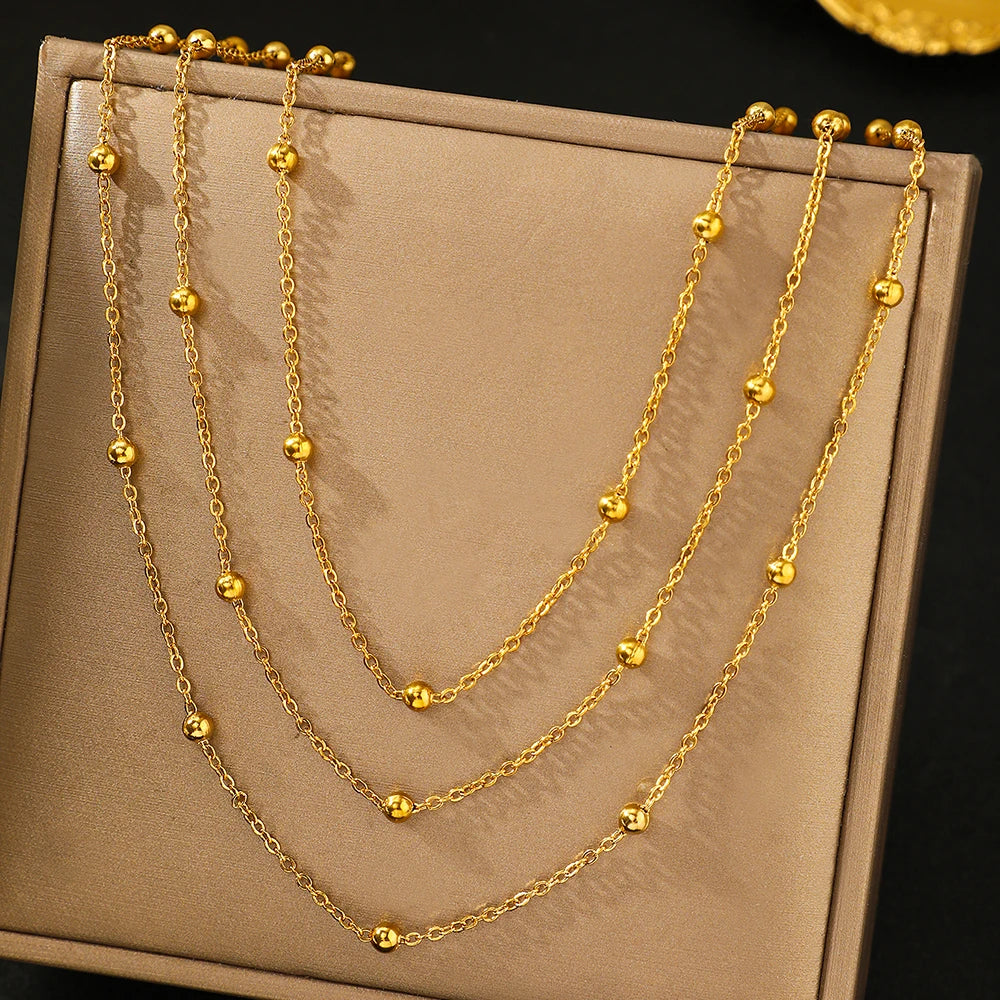 High-End Stainless Steel Multi-Layer Beads Necklace