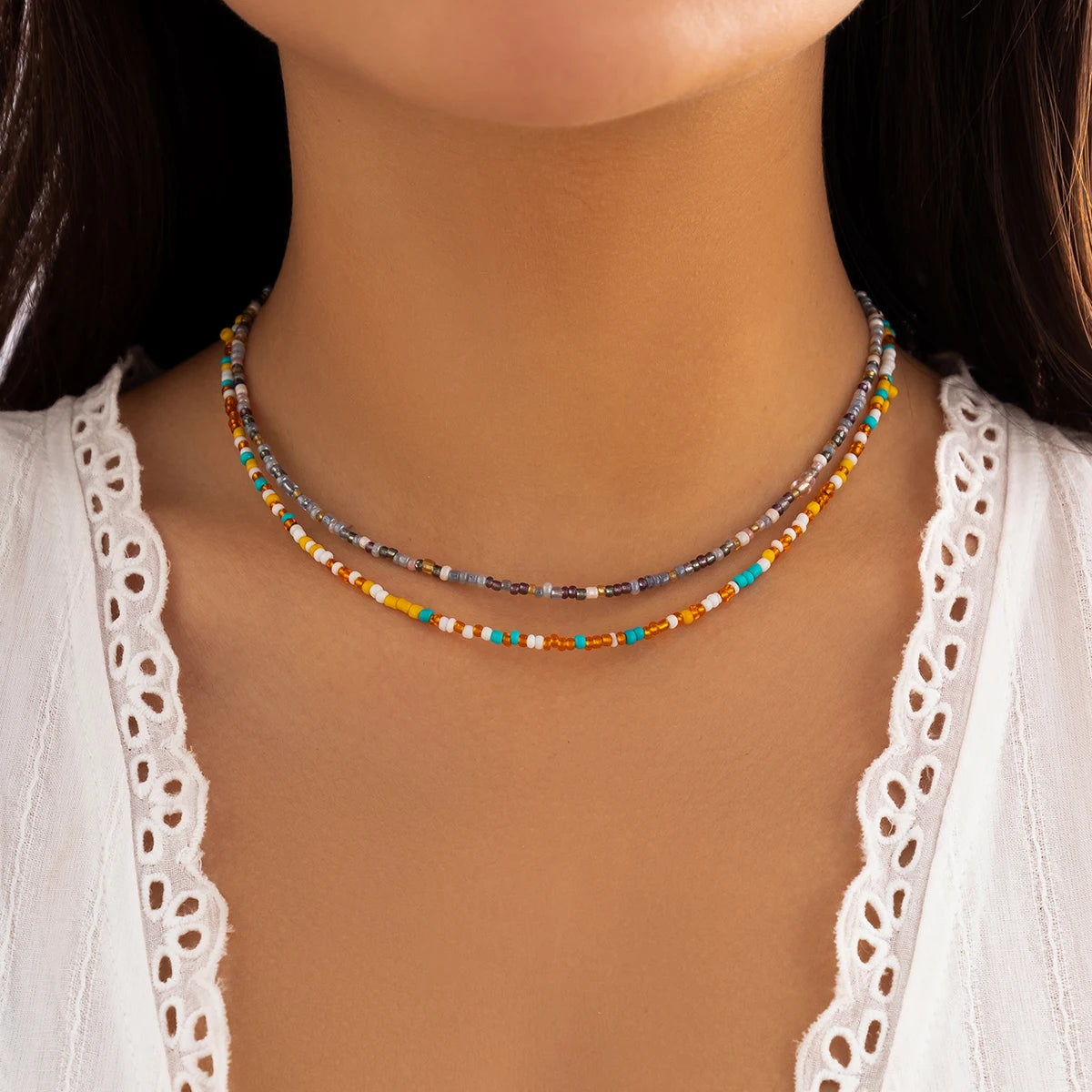 Bohemian Multicolour Seed Beads Necklace