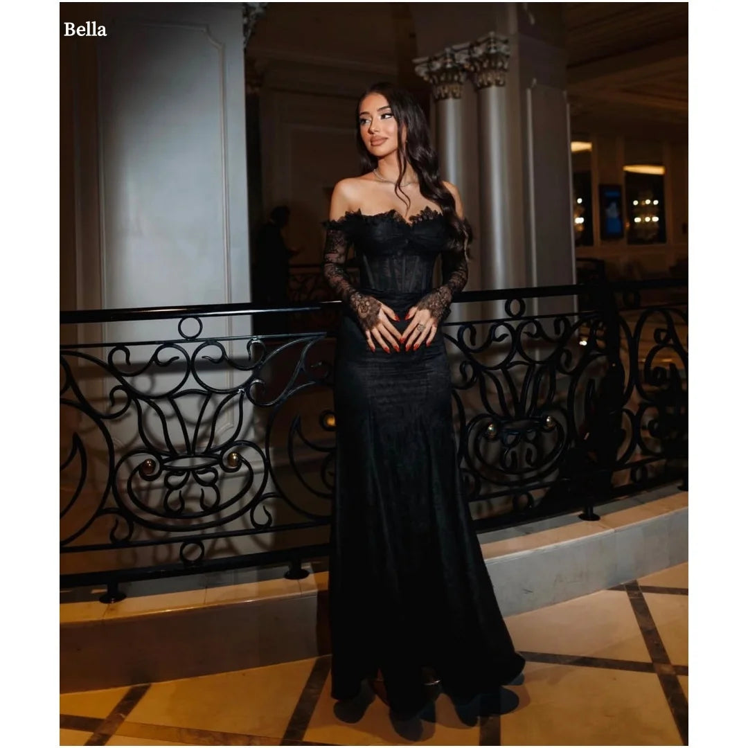 Bella Customized Black Off The Shoulder Long Sleeves