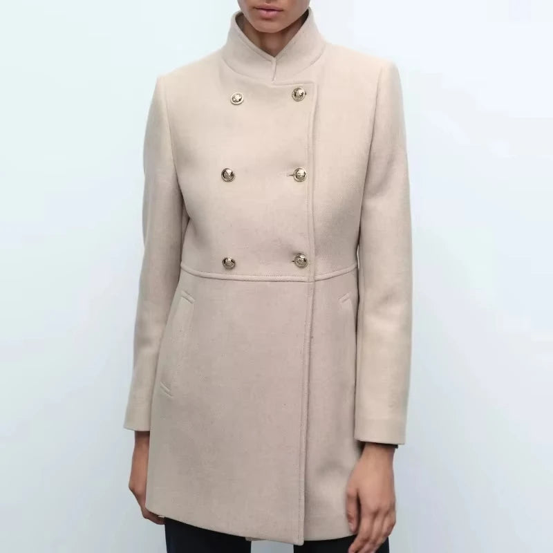 Winter Coat For Women 2024 Solid Lapel Double Breasted