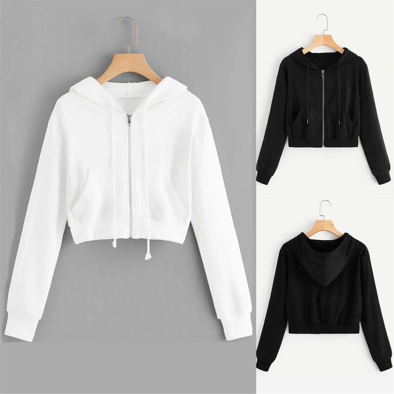 Women's Casual Zip Pocket Hoodie Jacket