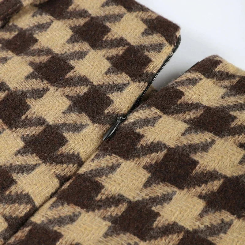 2025 Spring Retro Plaid Women Sets Casual Chic Full Sleeve