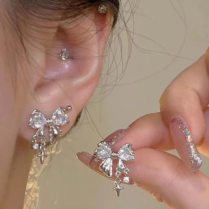 Y2K Bowknot Zircon Stud Earrings
