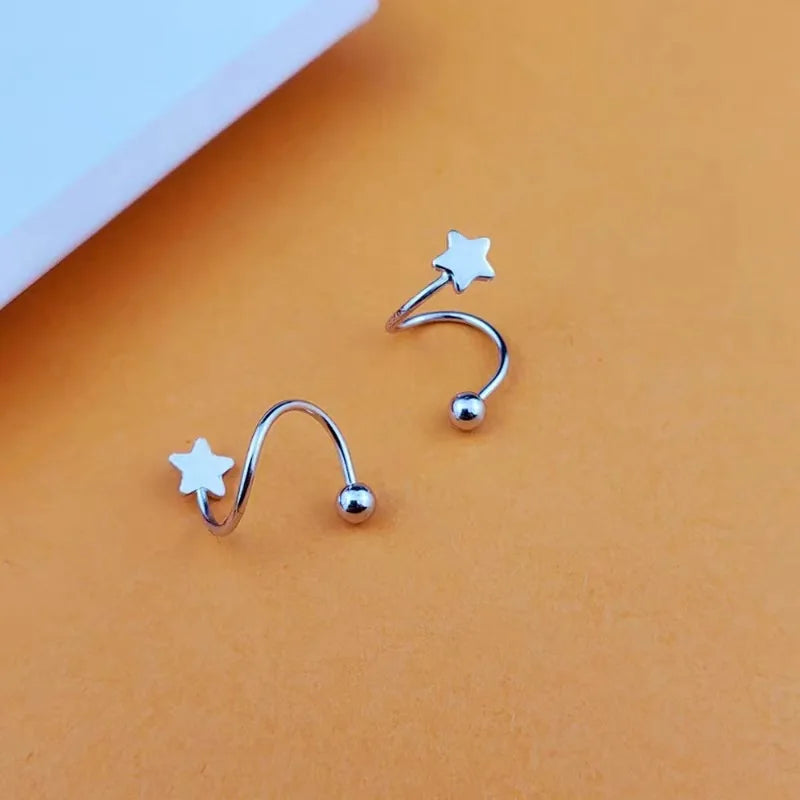 2PC Stainless Steel Star Ball Piercing Studs